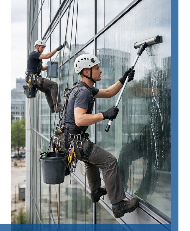 Мойка витражей альпинистами в Екатеринбурге от 717 р. под ключ|ВЫСОТНИК-Ктр