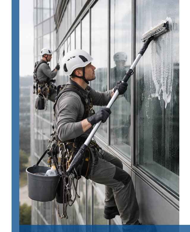 Высотная мойка сплошного остекления с выездом в Екатеринбурге