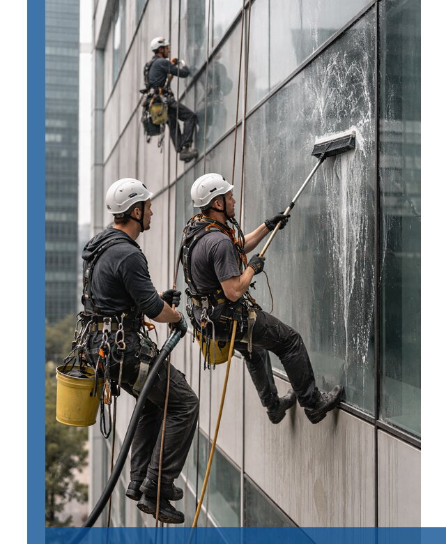 Профессиональная высотная мойка фасадов зданий в Екатеринбурге