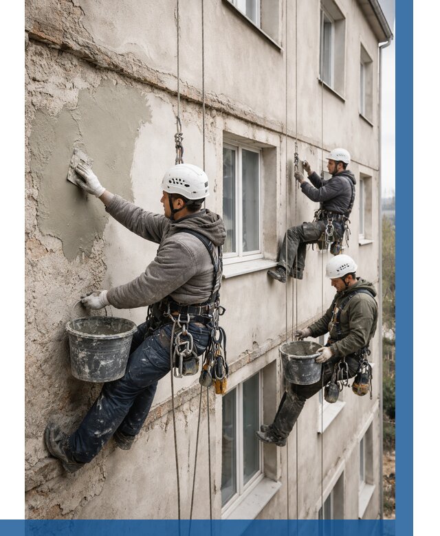 Ремонт штукатурного фасада в Екатеринбурге от 769 р. под ключ | ВЫСОТНИК-Ктр