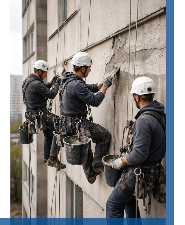 Ремонт бетонных элементов фасада в Екатеринбурге от 2562 р. | ВЫСОТНИК-Ктр