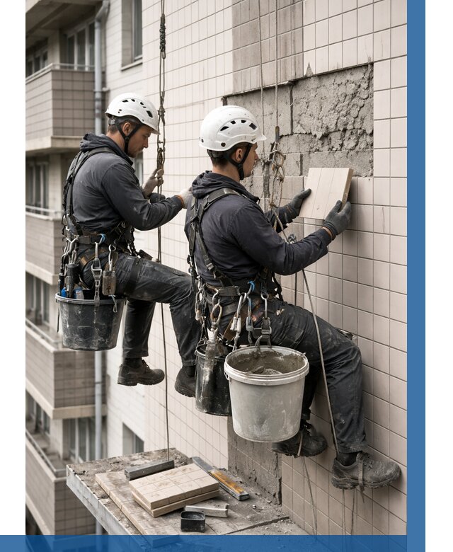 Ремонт облицовки фасада плиткой в Екатеринбурге от 1845 р. | ВЫСОТНИК-Ктр