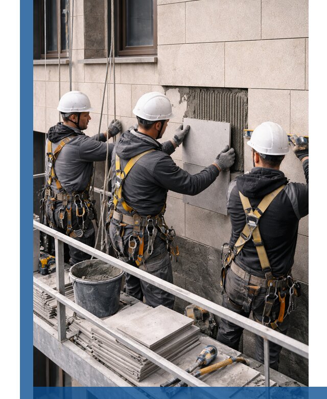 Ремонт облицовки фасада плиткой в Екатеринбурге с гарантией