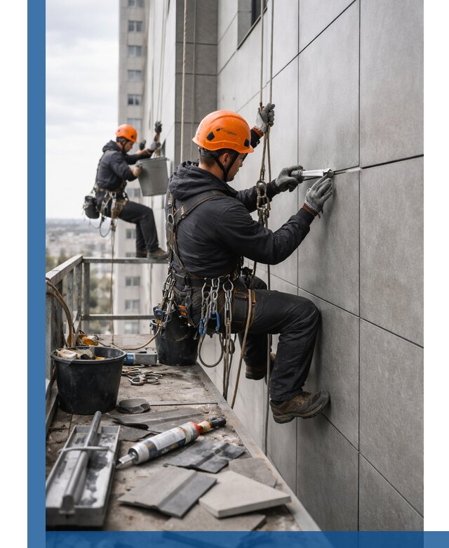 Профессиональный ремонт фасада из керамогранита в Екатеринбурге