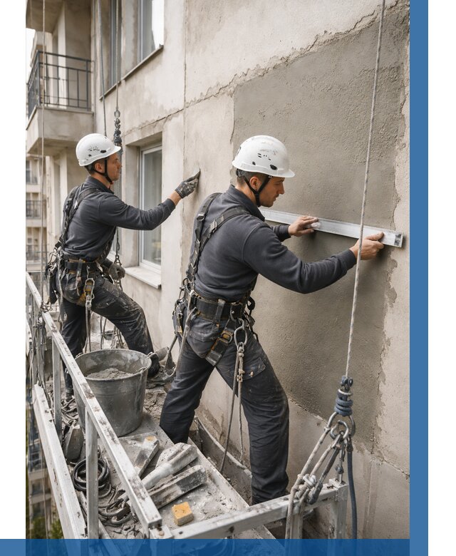 Штукатурка фасада на высоте в Екатеринбурге от 922 р. | ВЫСОТНИК-Ктр