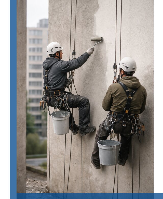 Покраска фасадов высотными альпинистами в Екатеринбурге с гарантией