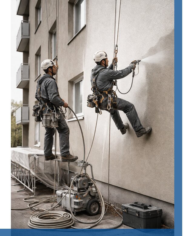 Безвоздушная покраска фасада в Екатеринбурге от 225 р/м² | ВЫСОТНИК-Ктр