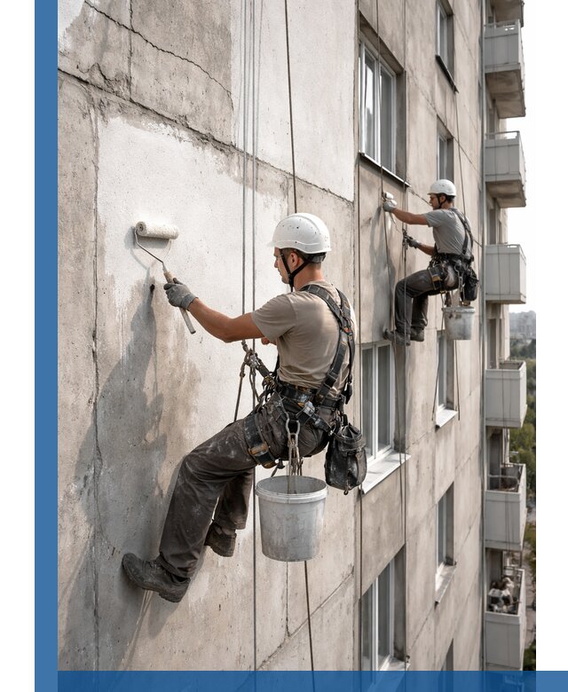 Покраска бетонного фасада в Екатеринбурге для жилых и промышленных объектов