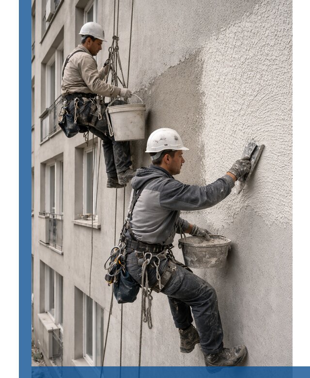 Нанесение декоративной штукатурки короед на фасад в Екатеринбурге