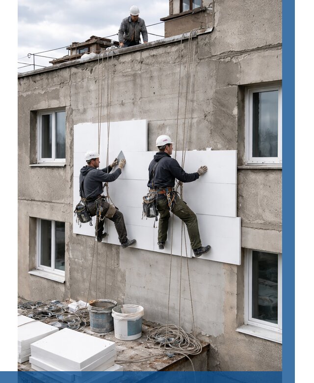 Утепление фасада пенополистиролом в Екатеринбурге от 1845 р. | ВЫСОТНИК-Ктр