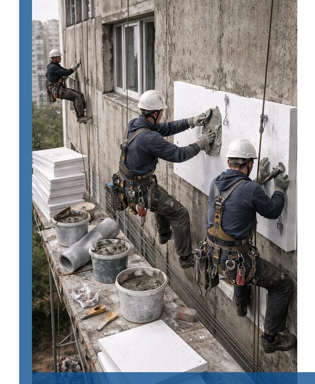 Утепление фасада пенополистиролом в Екатеринбурге под ключ