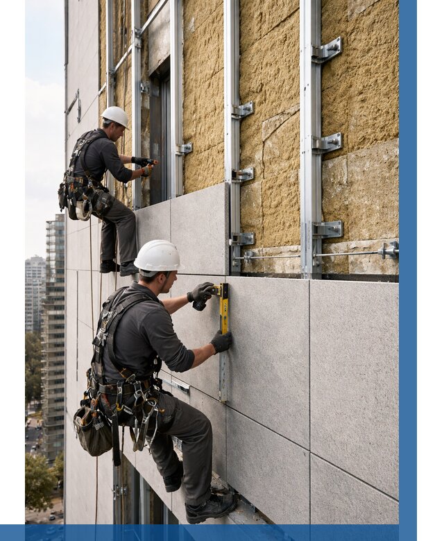 Монтаж вентилируемого фасада в Екатеринбурге от 3587 р. | ВЫСОТНИК-Ктр