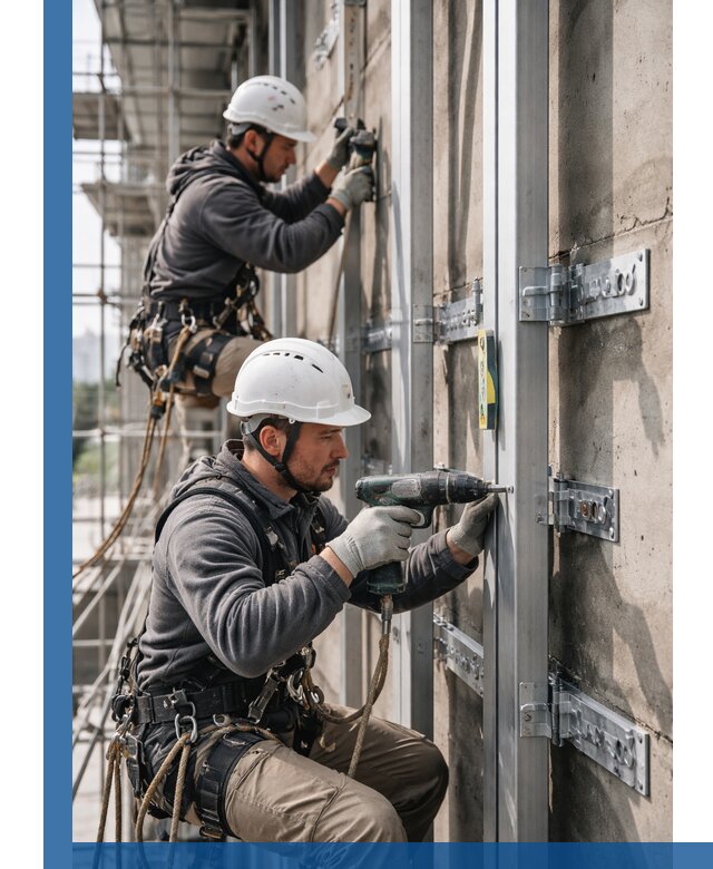 Монтаж и крепление подсистемы вентфасада в Екатеринбурге