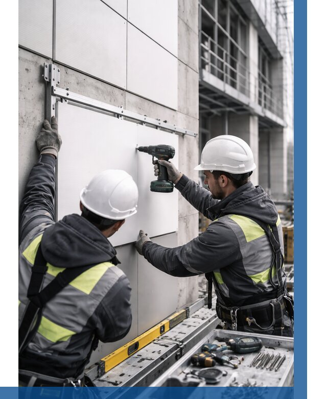 Монтаж композитных панелей фасада в Екатеринбурге от 2562 р. | ВЫСОТНИК-Ктр