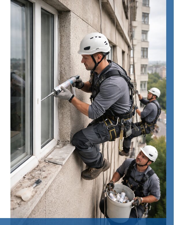 Герметизация оконных швов снаружи в Екатеринбурге от 1537 р. | ВЫСОТНИК-Ктр