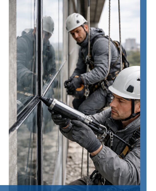 Герметизация витражных швов в Екатеринбурге от 666 р. | ВЫСОТНИК-Ктр