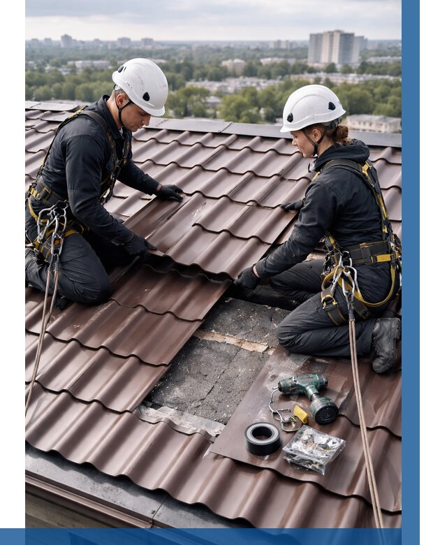 Ремонт металлочерепицы на крыше в Екатеринбурге от 922 р. | ВЫСОТНИК-Ктр