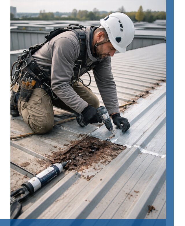 Ремонт профнастила на кровле в Екатеринбурге от 717 р. | ВЫСОТНИК-Ктр