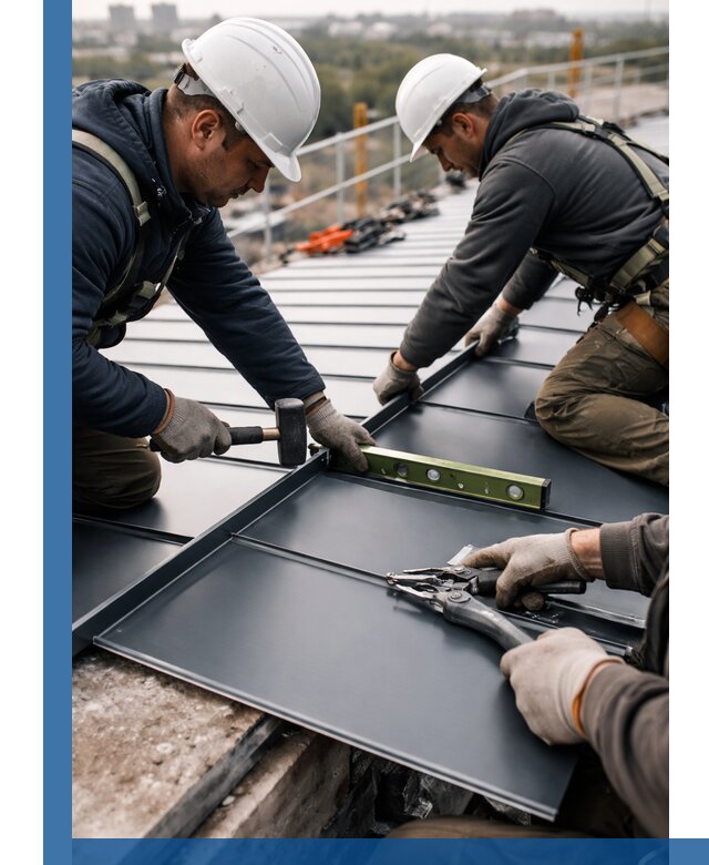 Монтаж фальцевой кровли в Екатеринбурге для промышленных зданий