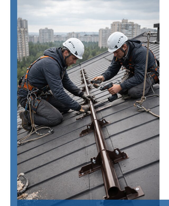 Монтаж снегозадержателей на кровле зданий в Екатеринбурге под ключ