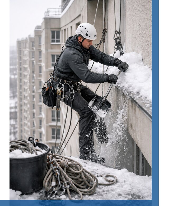 Очистка карнизов от снега в Екатеринбурге от 307 р. | ВЫСОТНИК-Ктр