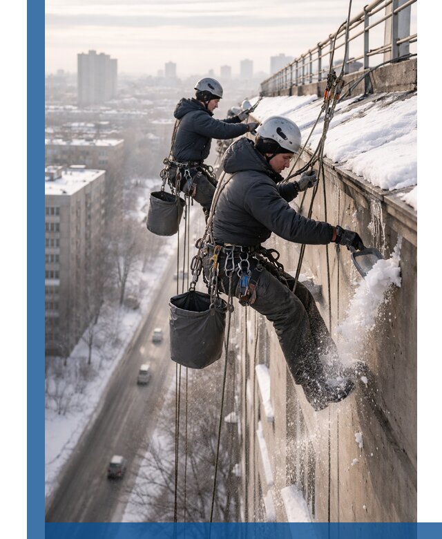 Очистка карнизов от снега в Екатеринбурге профессионально и безопасно