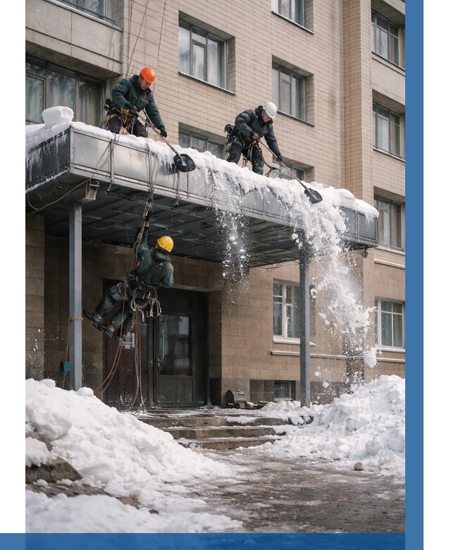 Очистка козырьков от снега в Екатеринбурге от 3587 р. | ВЫСОТНИК-Ктр