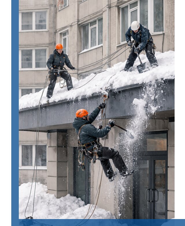 Безопасная очистка навесов от снега в Екатеринбурге круглогодично