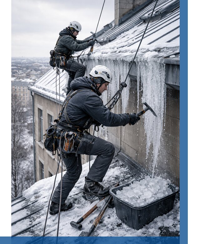 Удаление наледи с кровли в Екатеринбурге от 5637 р. | ВЫСОТНИК-Ктр