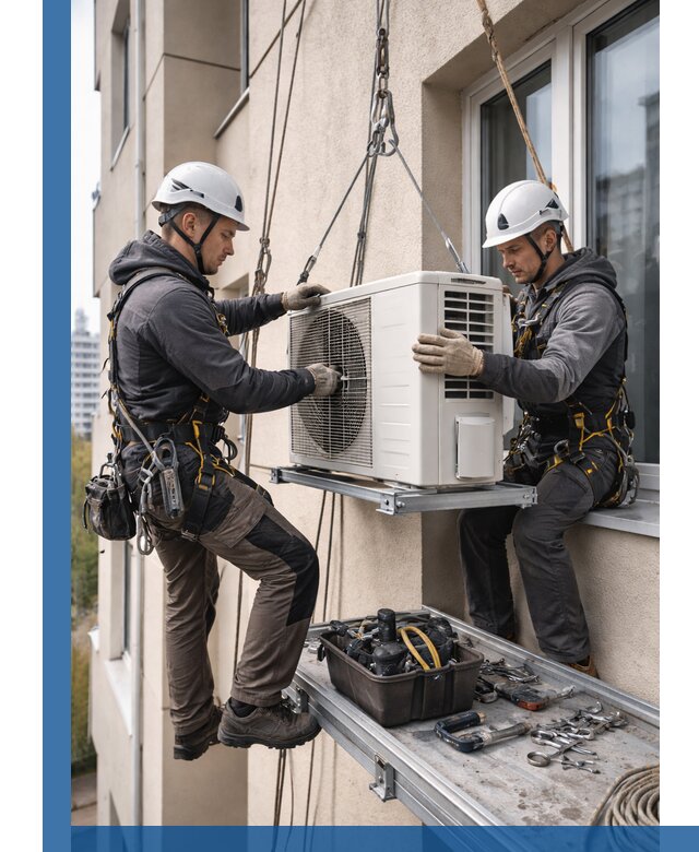 Перенос внешнего блока кондиционера в Екатеринбурге с монтажом и крепежом