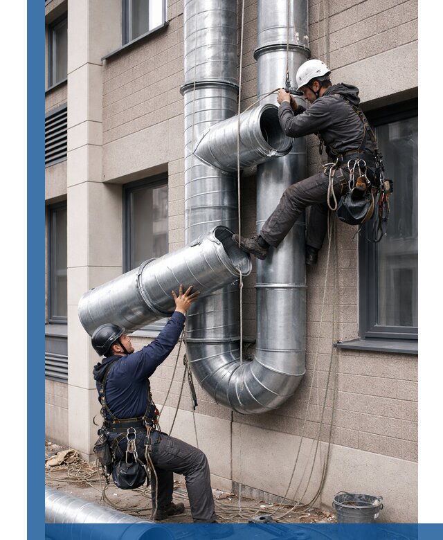 Монтаж фасадных воздуховодов в Екатеринбурге с герметизацией и крепежом
