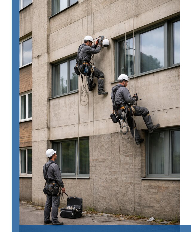 Монтаж фасадных камер видеонаблюдения в Екатеринбурге под ключ