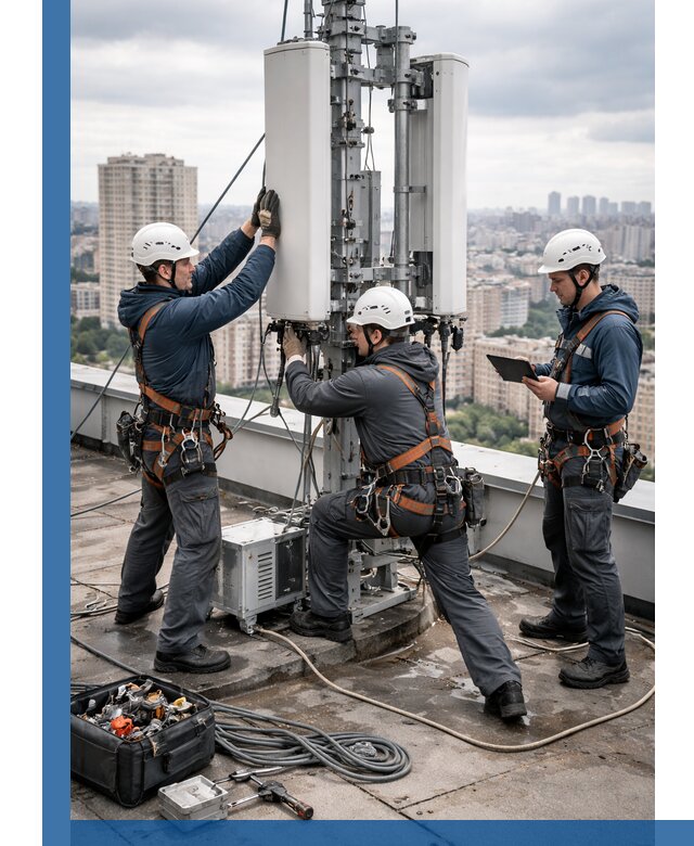 Монтаж антенн связи на крыше в Екатеринбурге с вводом в эксплуатацию