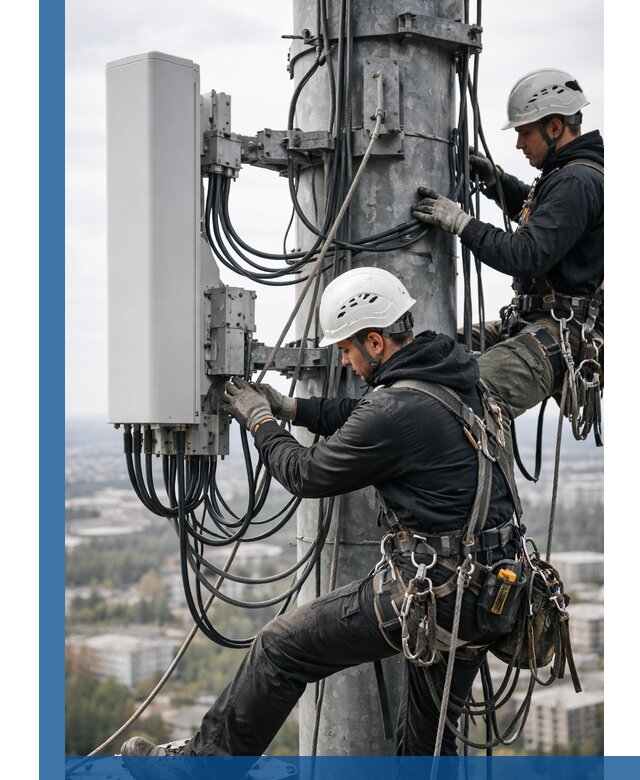 Монтаж оборудования связи на мачте в Екатеринбурге с пусконаладкой