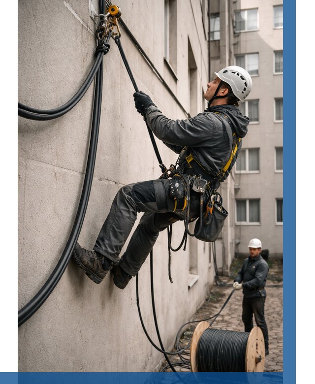 Протяжка кабеля питания на высоте в Екатеринбурге от 461 р. | ВЫСОТНИК-Ктр