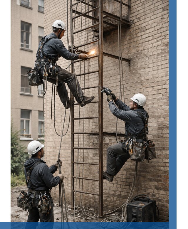 Ремонт пожарной лестницы в Екатеринбурге от 7687 р. | ВЫСОТНИК-Ктр