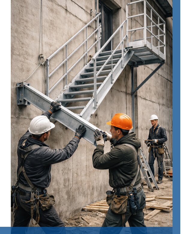 Монтаж металлических лестниц в Екатеринбурге от 15374 р. | ВЫСОТНИК-Ктр