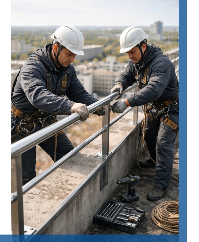 Монтаж перил на высоте в Екатеринбурге от 2562 р. | ВЫСОТНИК-Ктр