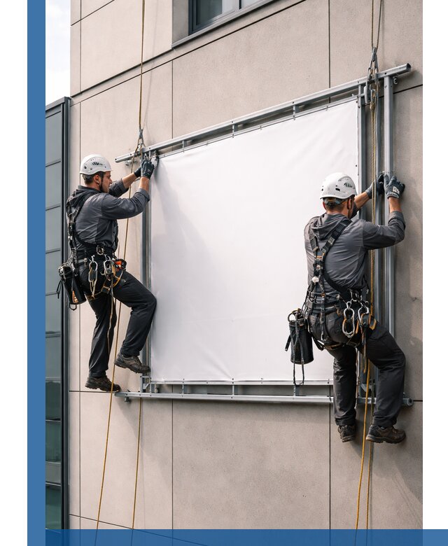 Монтаж наружной рекламной вывески в Екатеринбурге под ключ