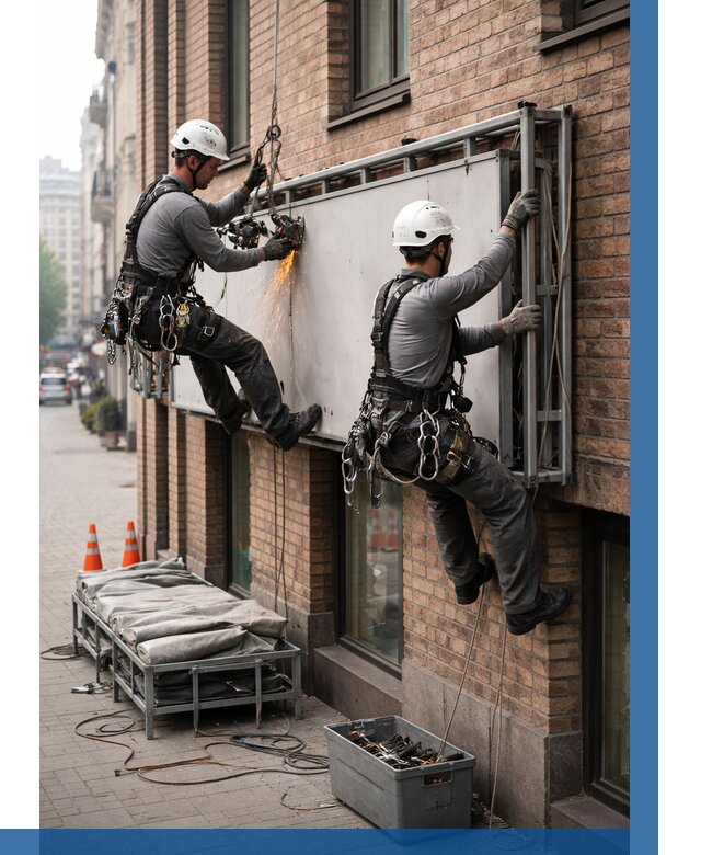 Демонтаж рекламной вывески в Екатеринбурге от 6662 р. | ВЫСОТНИК-Ктр