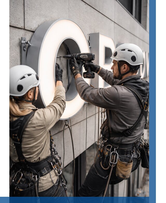 Монтаж световых букв в Екатеринбурге от 3075 р. под ключ ВЫСОТНИК-Ктр