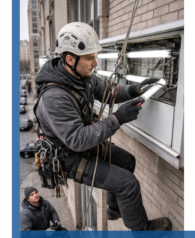 Профессиональная замена ламп в наружной вывеске в Екатеринбурге