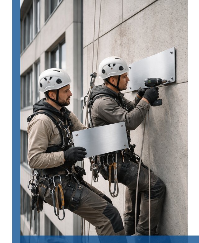 Монтаж табличек и указателей в Екатеринбурге для зданий и сооружений