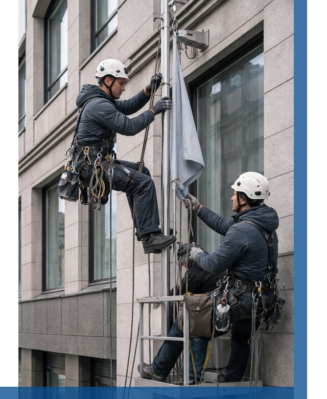 Установка флагов на фасаде в Екатеринбурге от 4612 р. | ВЫСОТНИК-Ктр