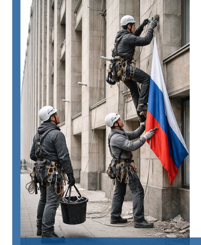 Профессиональная установка флагов на фасаде в Екатеринбурге