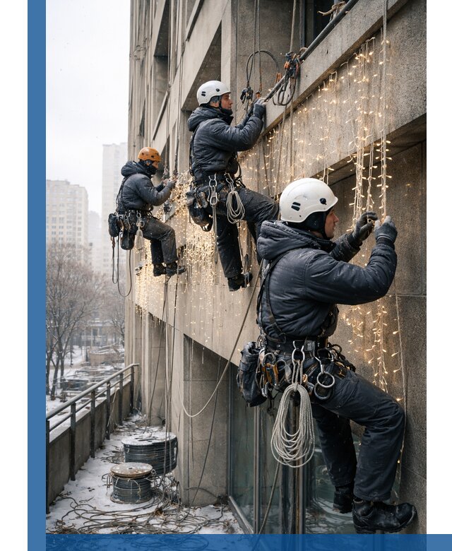 Монтаж новогодней иллюминации и украшение фасадов в Екатеринбурге