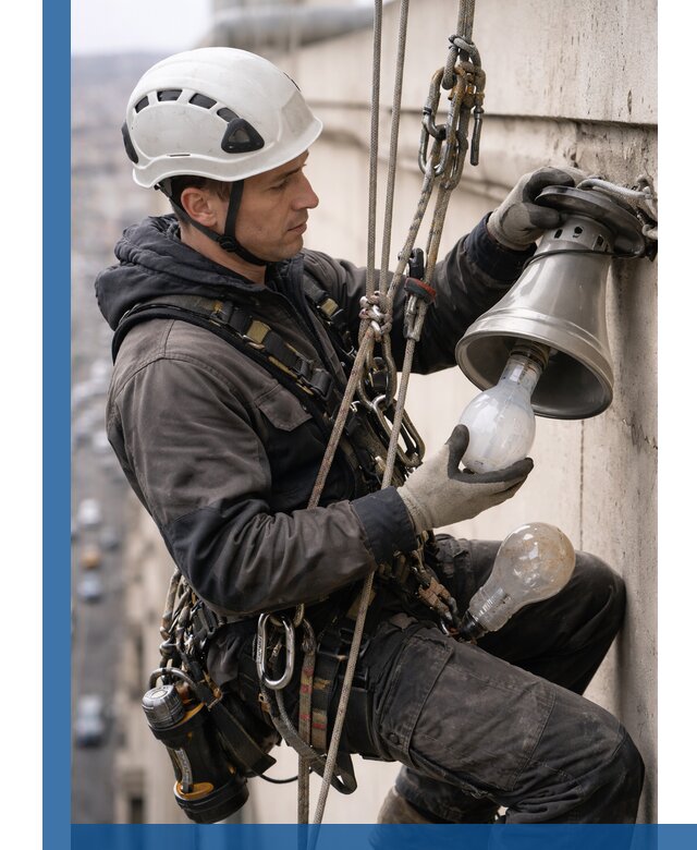 Замена ламп на высоте в Екатеринбурге профессионально и быстро