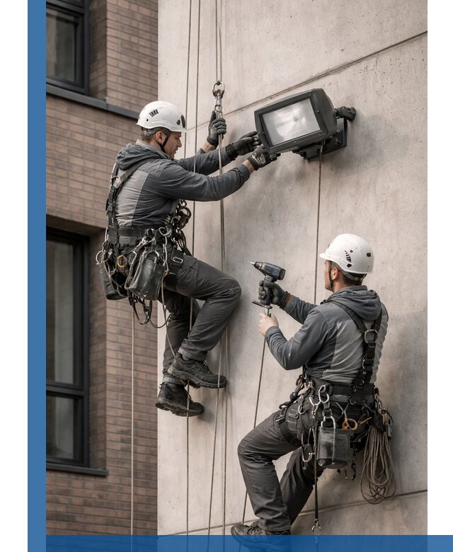 Профессиональный монтаж фасадных прожекторов в Екатеринбурге под ключ