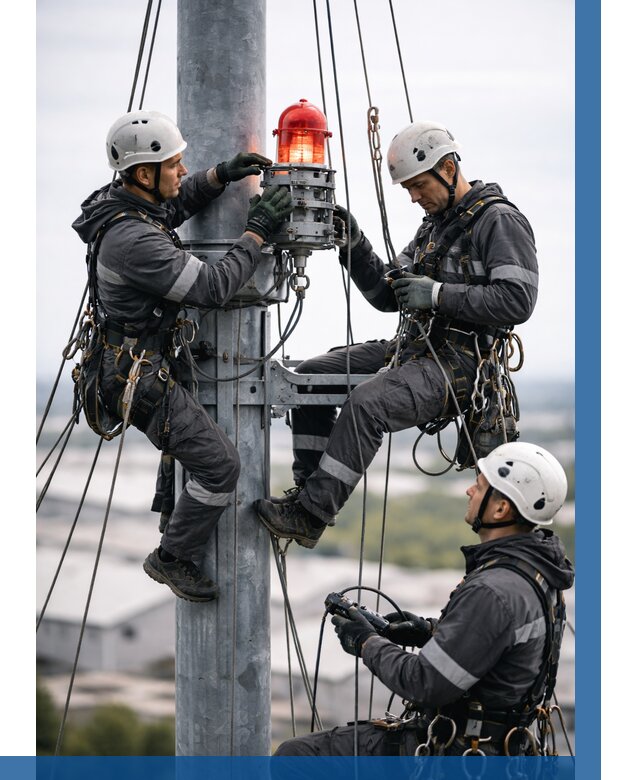 Монтаж заградительных огней в Екатеринбурге от 8712 р. | ВЫСОТНИК-Ктр