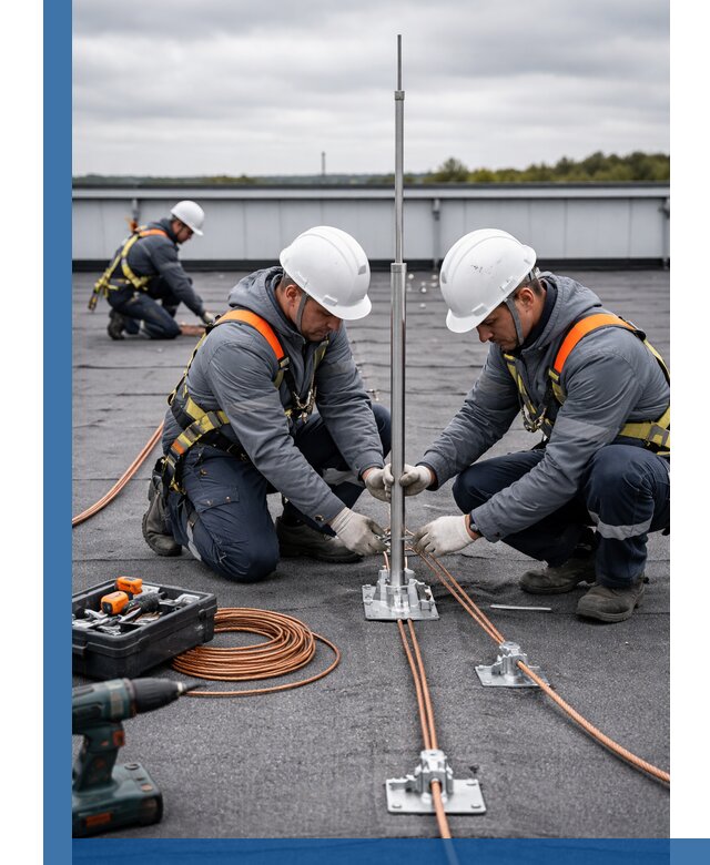 Монтаж молниезащиты на кровле в Екатеринбурге под ключ с гарантией